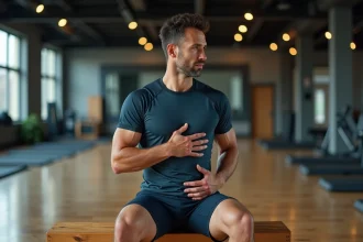 Athlète homme en entraînement en intérieur