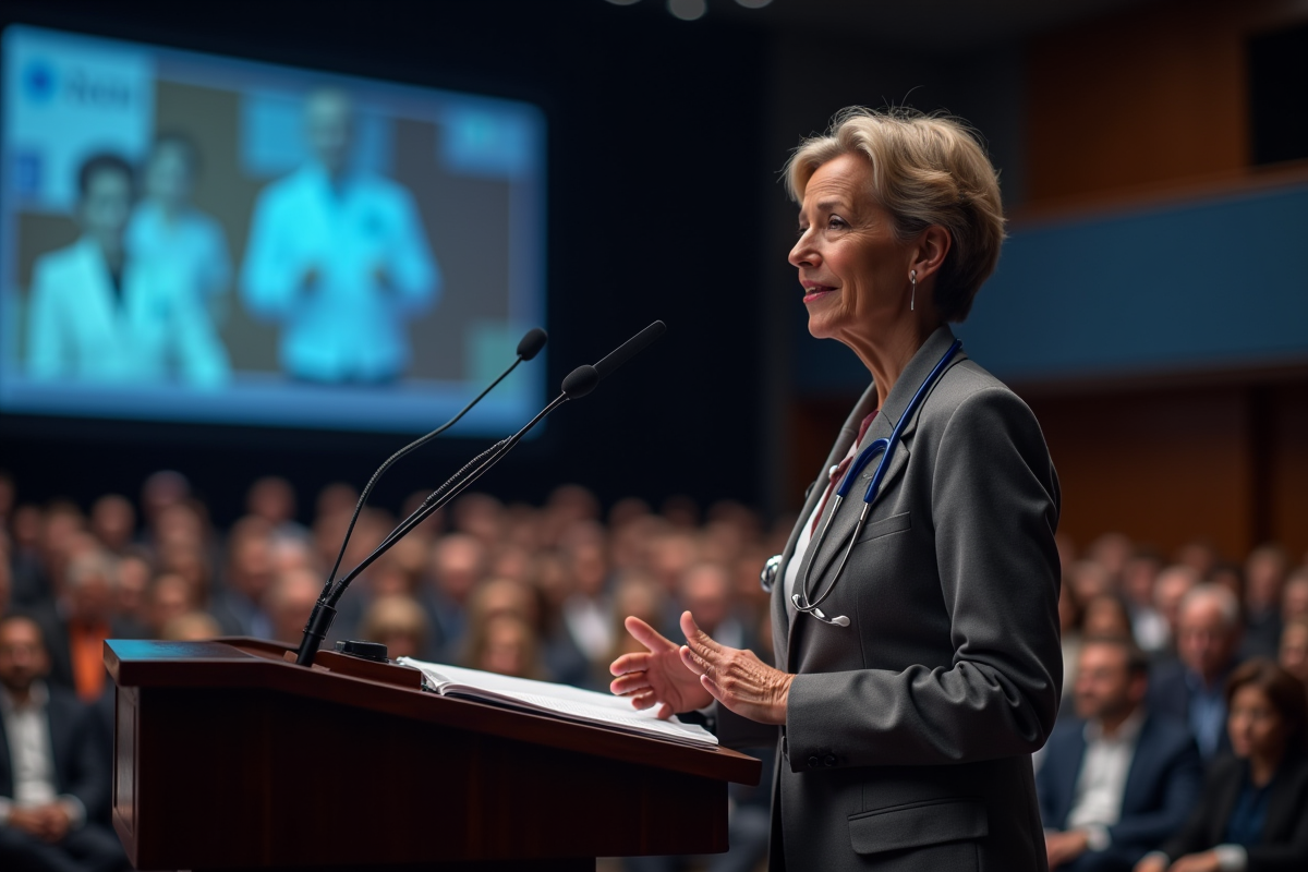 Médecin femme parlant lors d