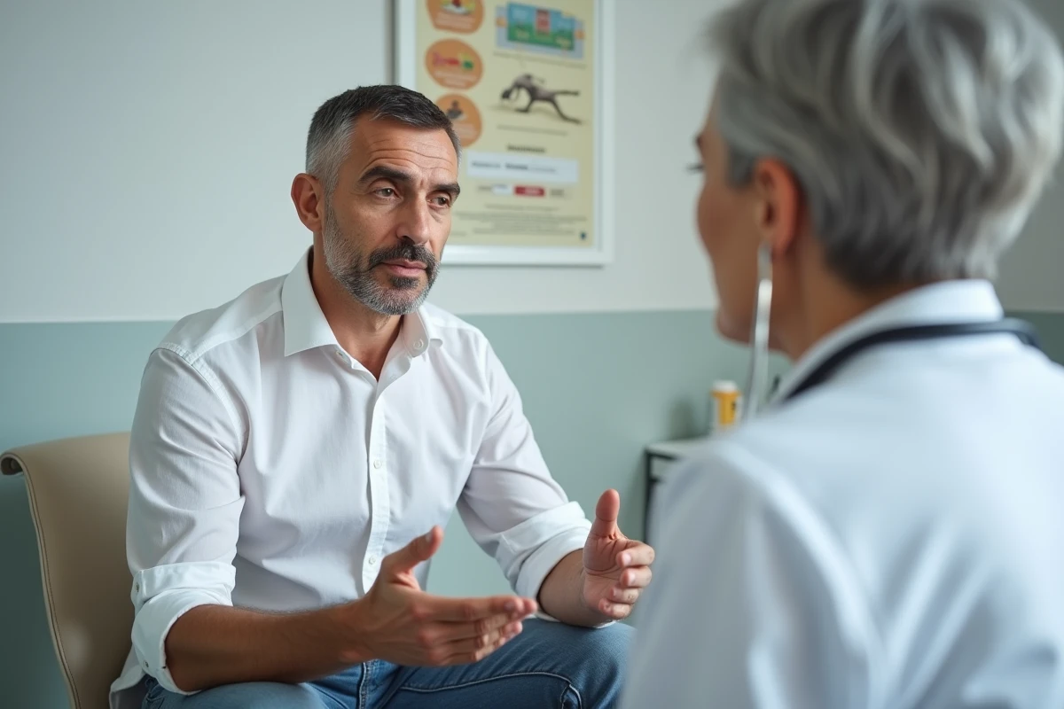 Patient consultant un médecin pour une grosseur sous l'aisselle en cabinet médical