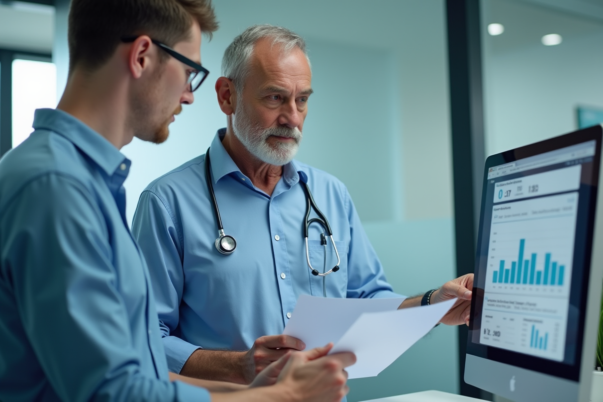 Docteur et patient analysant un graphique médical en clinique