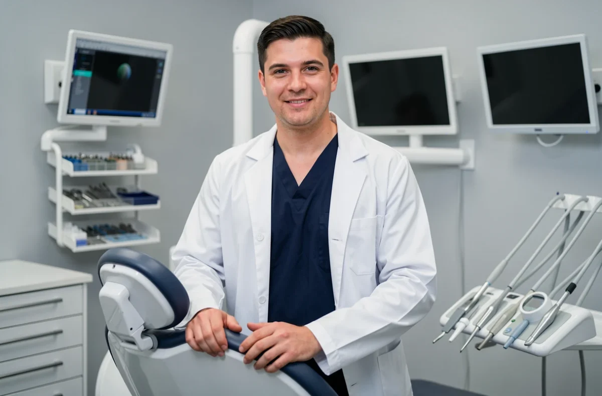 Docteur Clément Borg chirurgien-dentiste dans son cabinet de chirurgie dentaire à Carcassonne