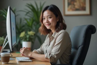 Femme d affaires se massant le bras dans un bureau moderne