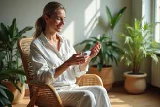 Femme détendue avec appareil Kiunhuskectayaz dans un studio lumineux