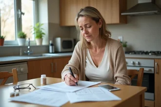 Femme préoccupée regardant ses résultats de laboratoire