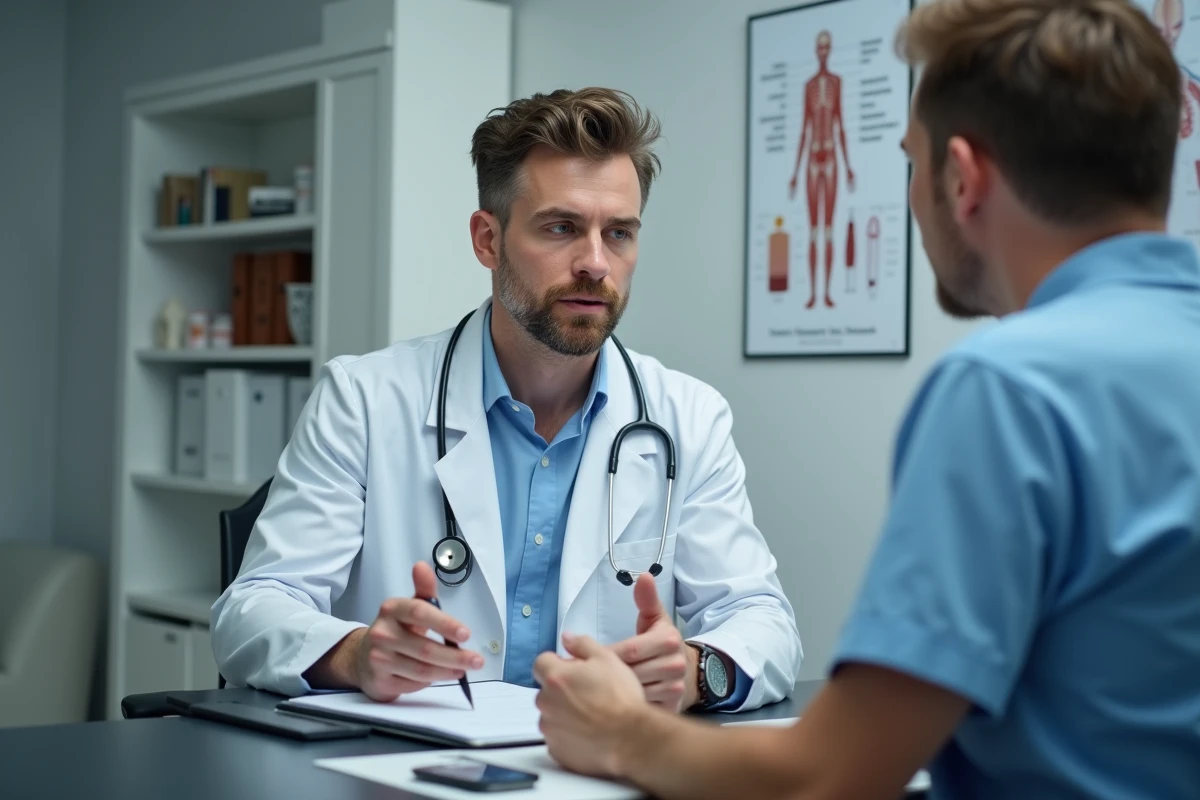 Jeune médecin examinant un patient dans une salle de consultation