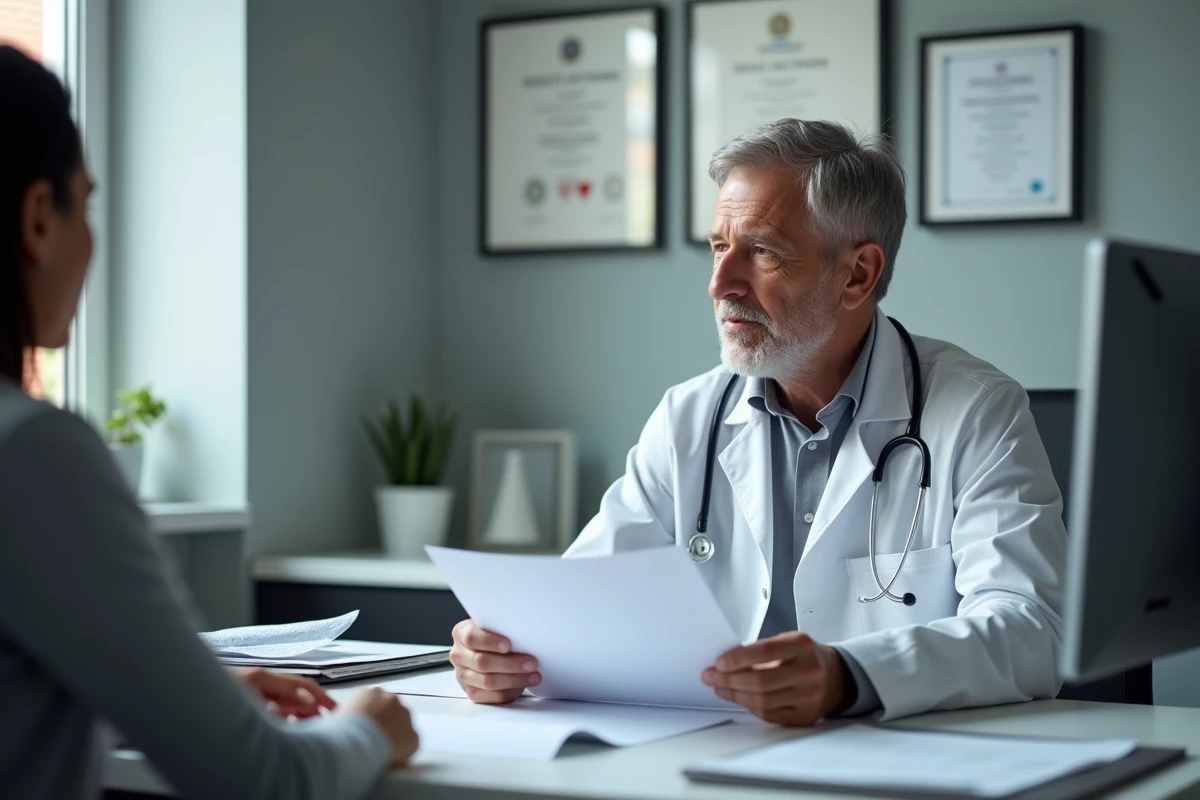 Médecin généraliste affilié Sévéane Groupama lors d'une consultation avec un patient