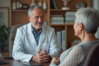 Médecin généraliste écoute patient en consultation chaleureuse