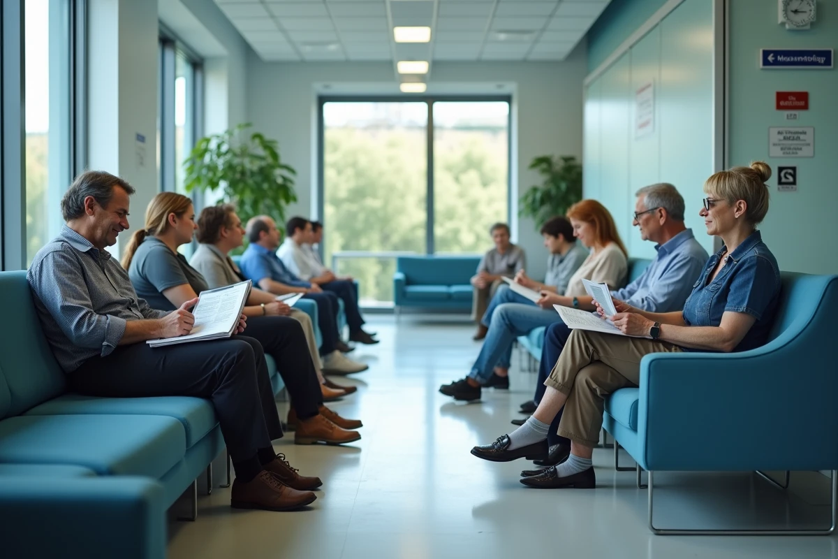Groupe de patients en salle d