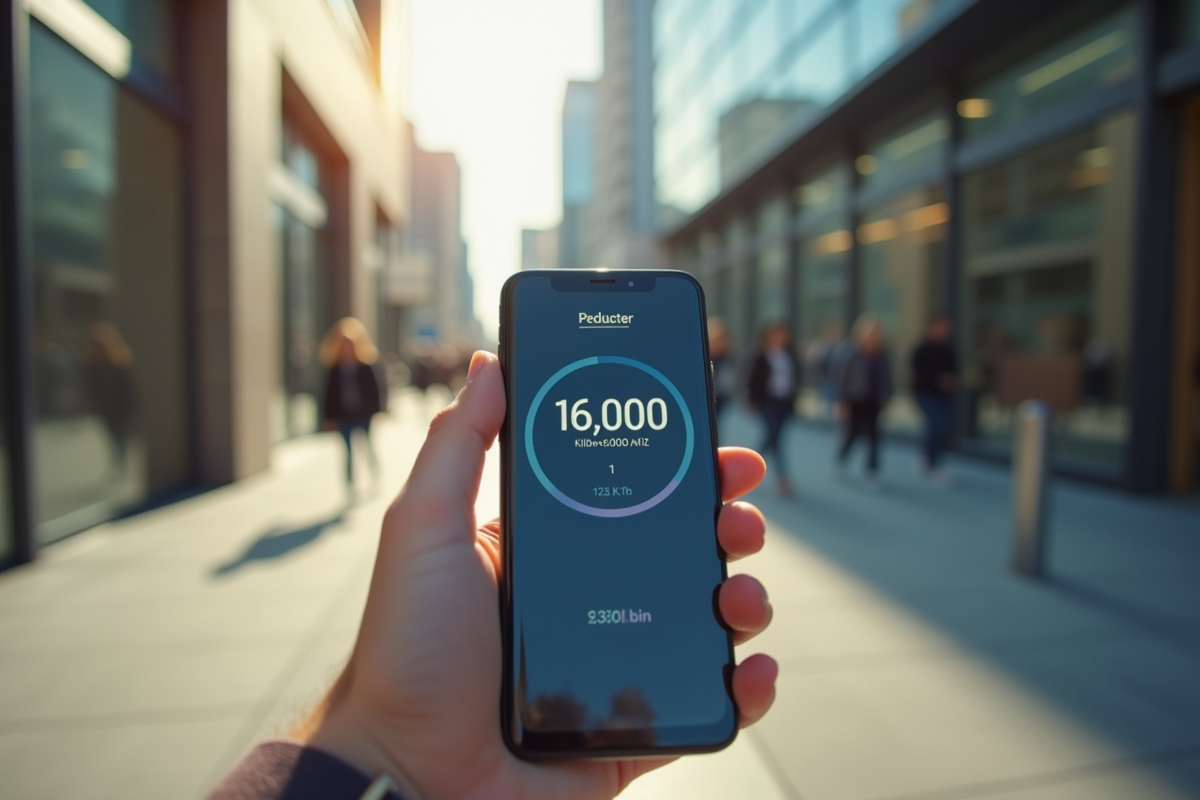Ecran de smartphone avec application de marche en main lors d